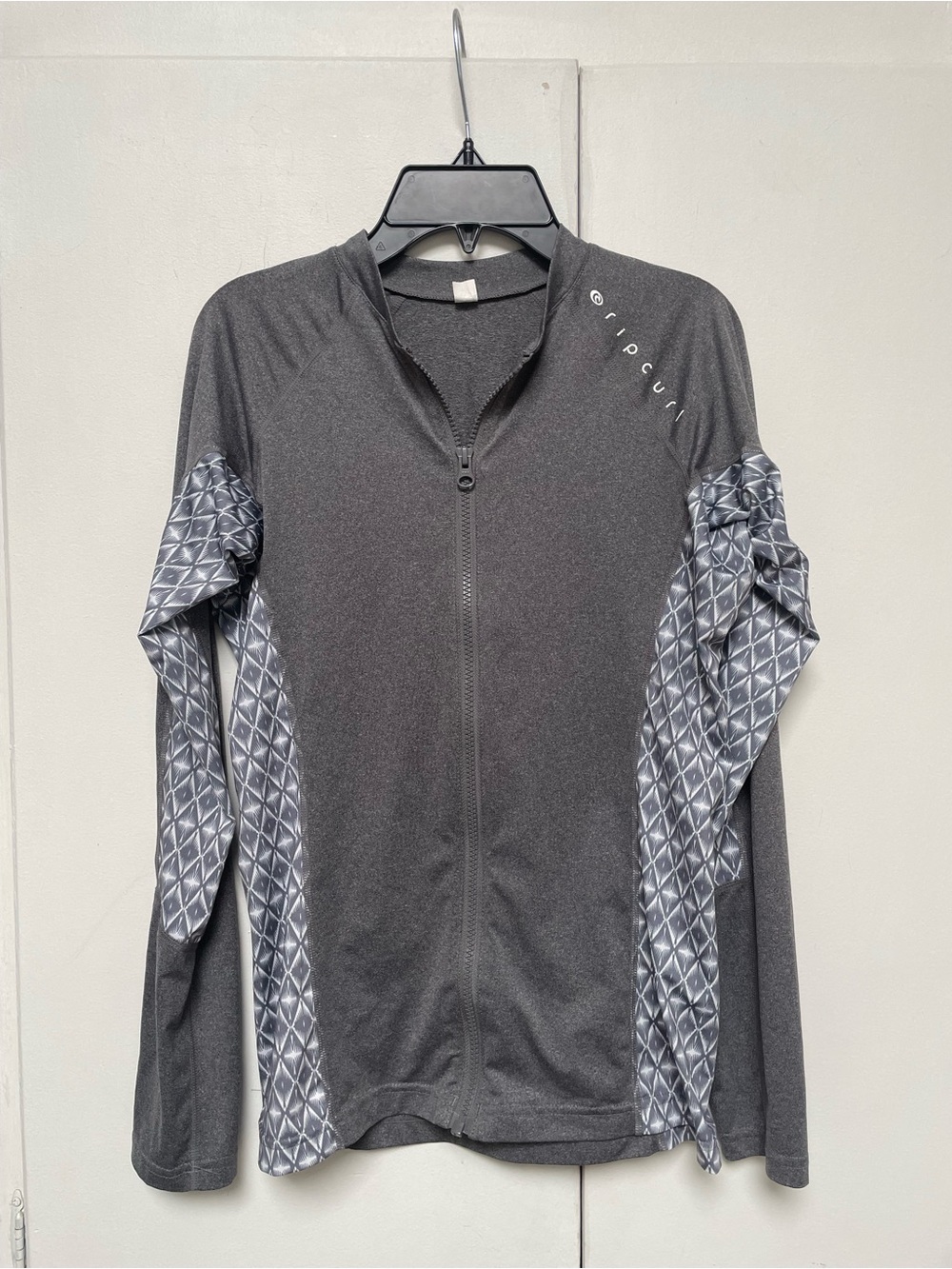 Rip Curl Black Jacket with Gray Diamond-Pattern Panels